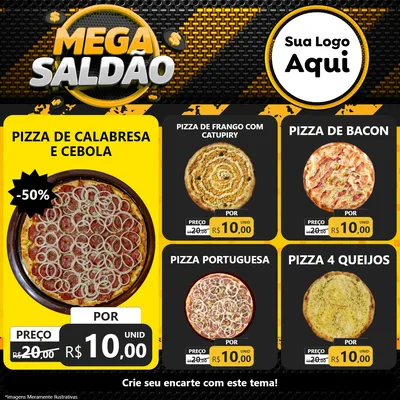 Modelo de Rede Social para Feed Facebook com o tema Mega Saldão para Pizzaria