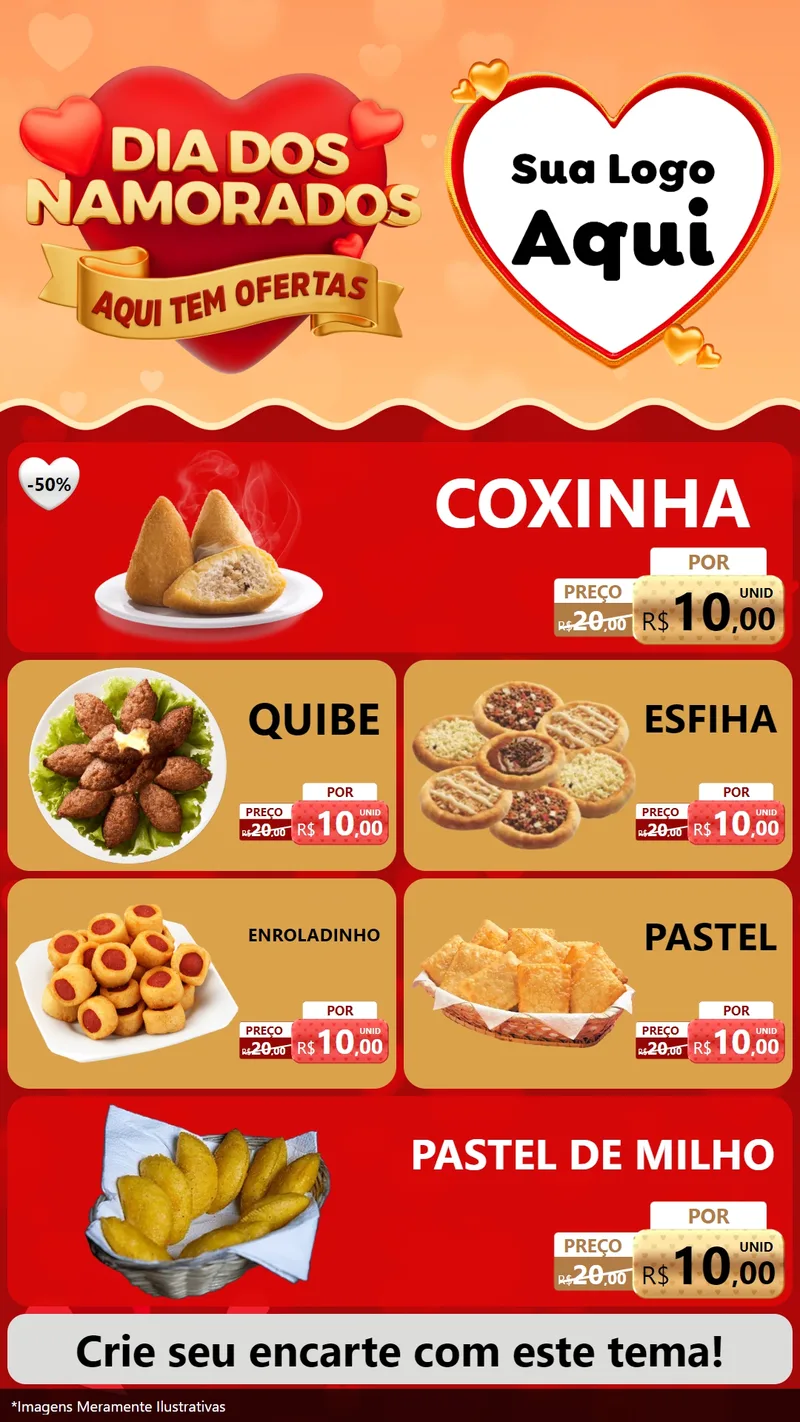 Modelo de TV para TV Vertical com o tema Dia dos Namorados - Aqui Tem Ofertas para Salgadaria