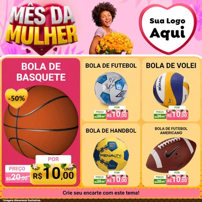 Modelo de Rede Social para Feed Facebook com o tema Mês da Mulher para Artigos Esportivos