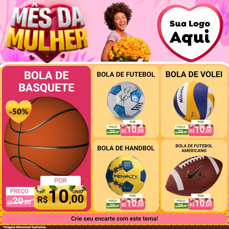 Modelo de Rede Social para Feed Facebook com o tema Mês da Mulher para Artigos Esportivos
