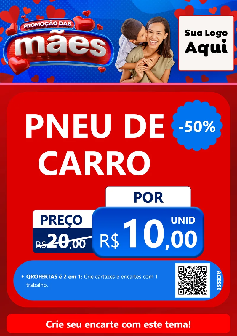 Modelo de Cartaz para Cartaz A4 Vertical com o tema Promoção das Mães para Auto peças