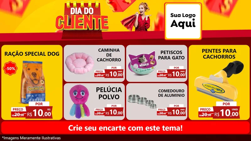 Modelo de TV para TV Horizontal com o tema Dia do Cliente para Pet Shop