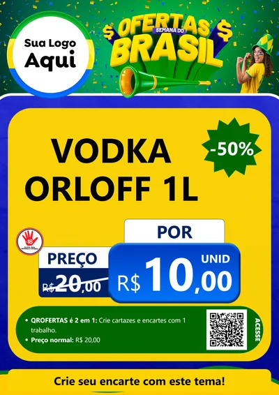 Modelo de Cartaz para Cartaz A4 Vertical com o tema Ofertas Semana do Brasil para Distribuidora de bebidas