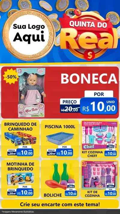 Modelo de Rede Social para Stories com o tema Quinta do Real para Brinquedos