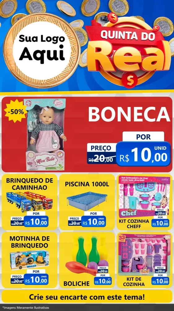 Modelo de Rede Social para Stories com o tema Quinta do Real para Brinquedos
