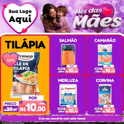 Modelo de Rede Social para Feed Facebook com o tema Mês das Mães para Peixaria