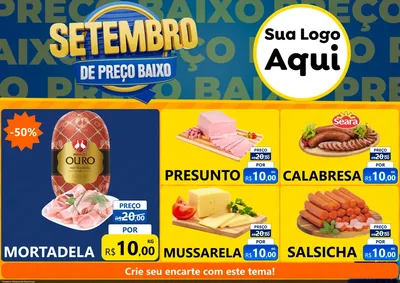 Modelo de Encarte para Encarte A4 Horizontal com o tema Setembro De Preço Baixo para Frios e Laticínios