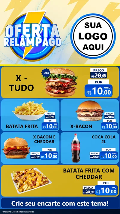 Modelo de TV para TV Vertical com o tema Oferta Relâmpago para Hamburgueria