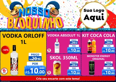 Modelo de Encarte para Encarte A4 Horizontal com o tema Nosso Bloquinho para Distribuidora de bebidas