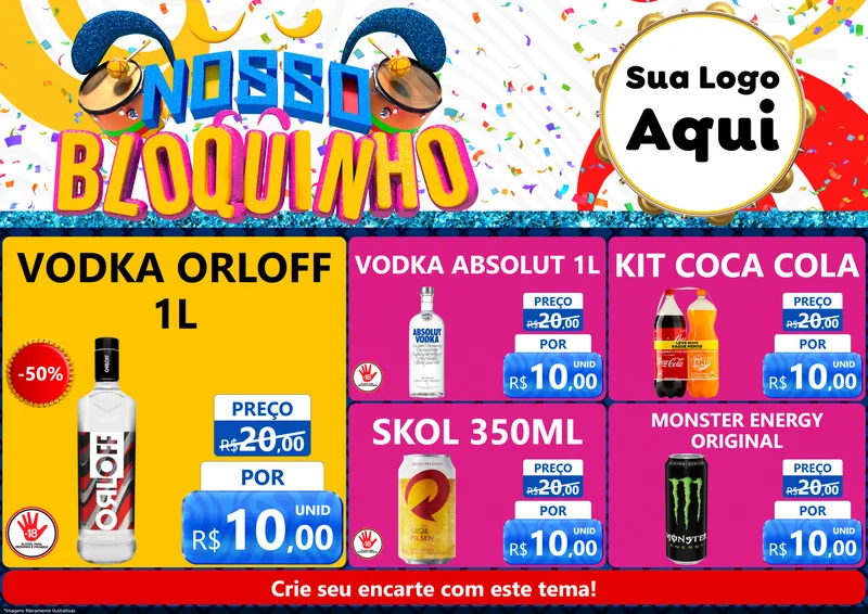 Modelo de Encarte para Encarte A4 Horizontal com o tema Nosso Bloquinho para Distribuidora de bebidas