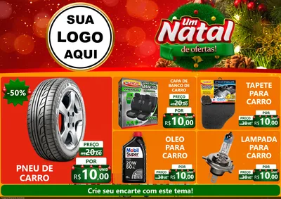 Modelo de Encarte para Encarte A4 Horizontal com o tema Um Natal de Ofertas para Auto peças