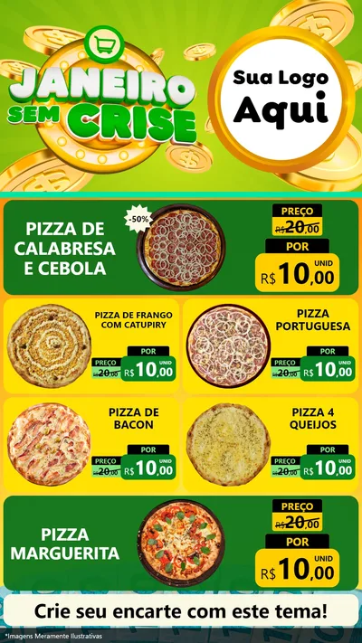 Modelo de TV para TV Vertical com o tema Janeiro Sem Crise para Pizzaria