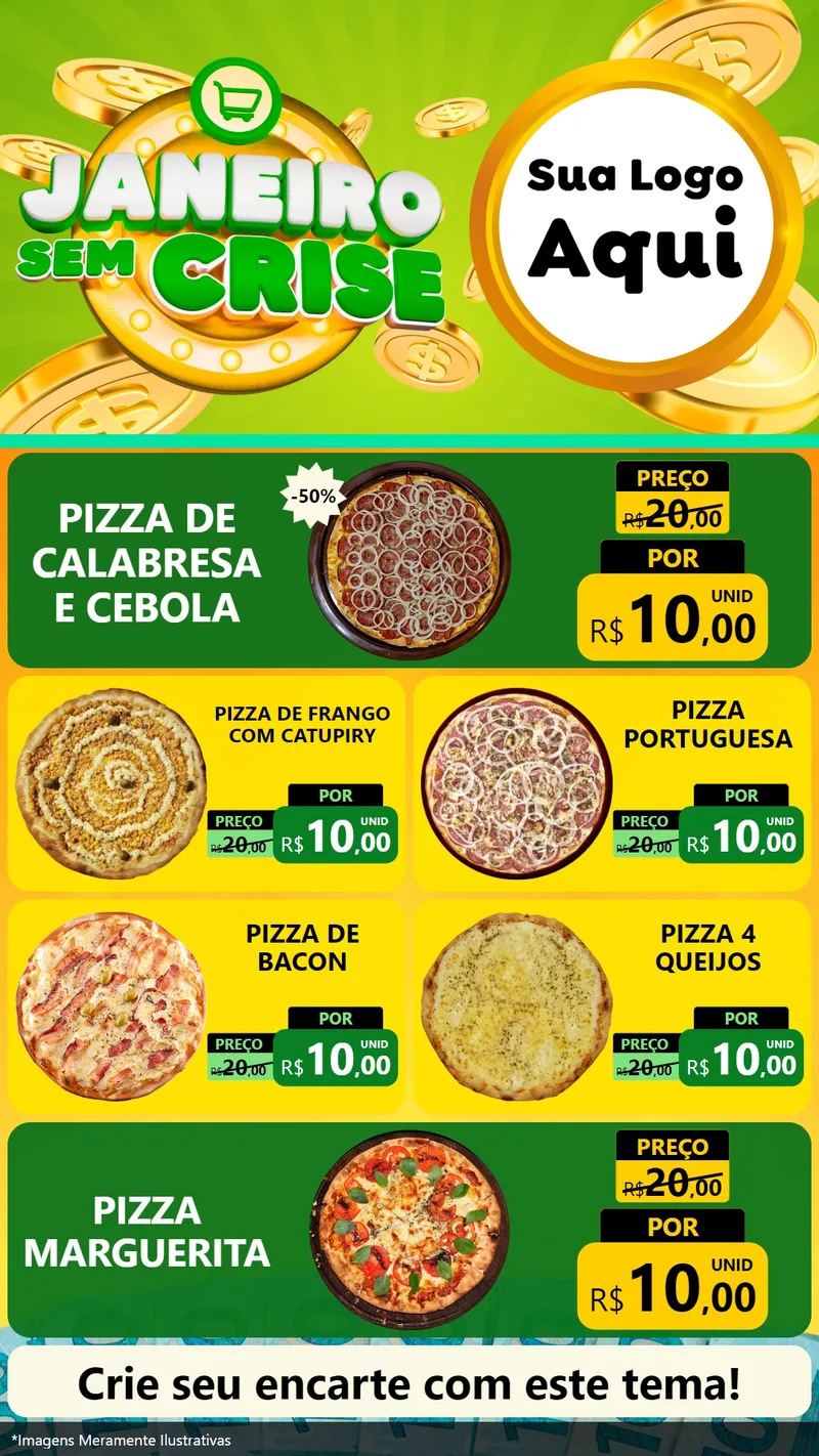 Modelo de TV para TV Vertical com o tema Janeiro Sem Crise para Pizzaria