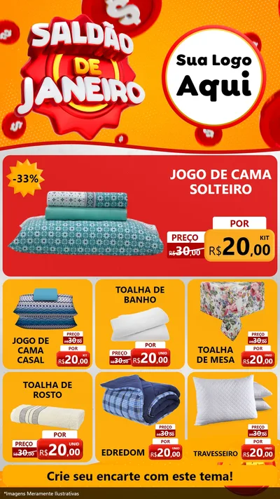 Modelo de Rede Social para Stories com o tema Saldão de Janeiro para Cama, Mesa e Banho