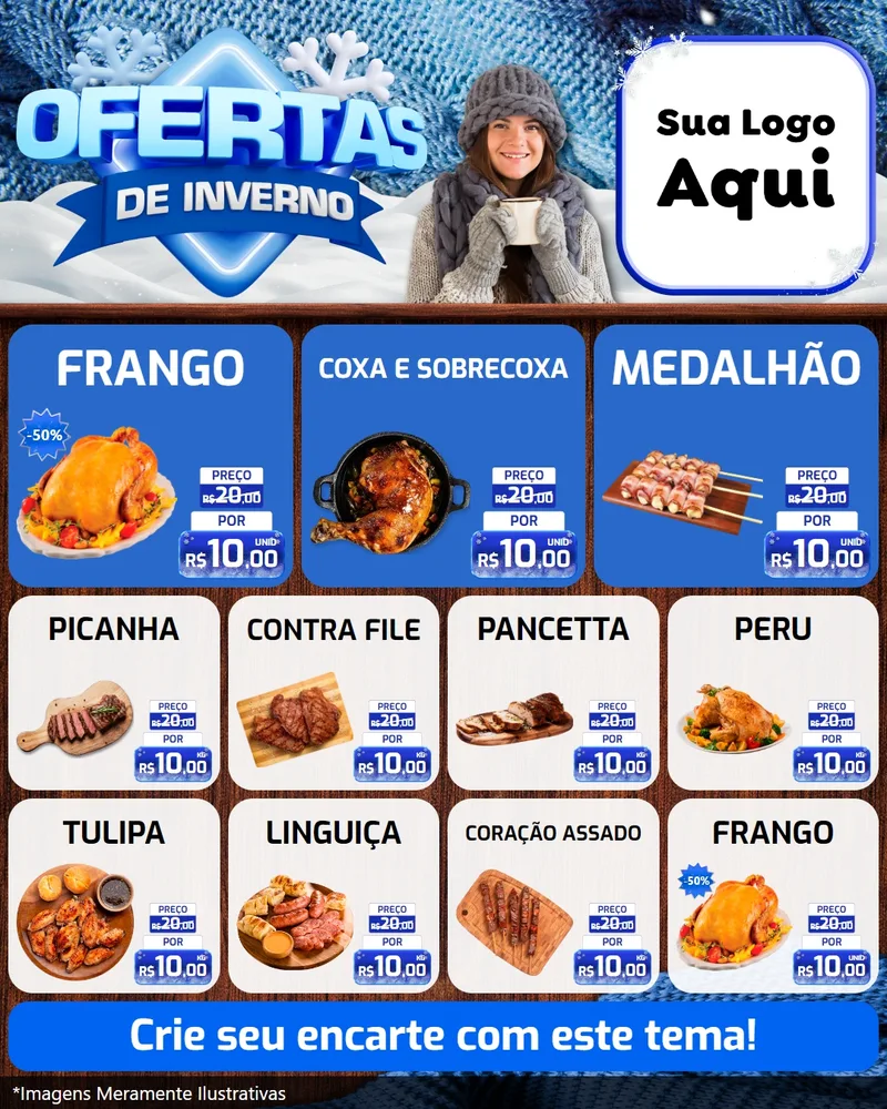 Modelo de Rede Social para Feed Instagram com o tema Ofertas de Inverno para Assados