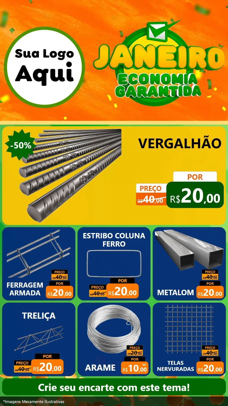 Modelo de Rede Social para Stories com o tema Janeiro - Economia Garantida para Ferragens