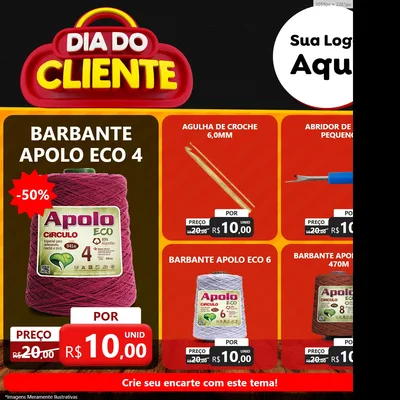 Modelo de Rede Social para Feed Facebook com o tema Dia do Cliente para Armarinho e Aviamentos