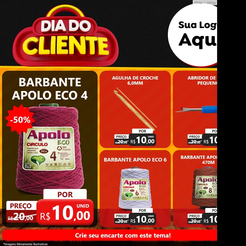 Modelo de Rede Social para Feed Facebook com o tema Dia do Cliente para Armarinho e Aviamentos