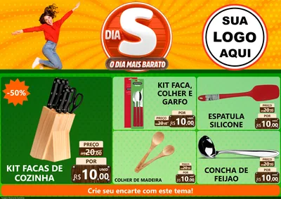 Modelo de Encarte para Encarte A4 Horizontal com o tema Dia S - O Dia Mais Barato para Utilidades Domésticas