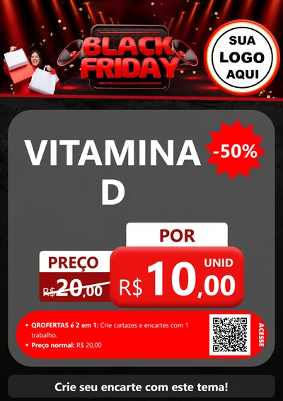 Modelo de Cartaz para Cartaz A4 Vertical com o tema Black Friday para Farmácia