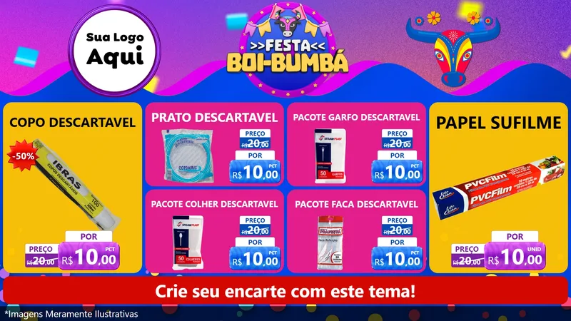 Modelo de TV para TV Horizontal com o tema Festa Boi-Bumbá para Embalagens
