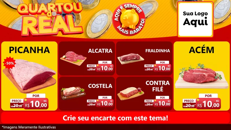Modelo de TV para TV Horizontal com o tema Quartou do Real para Açougue