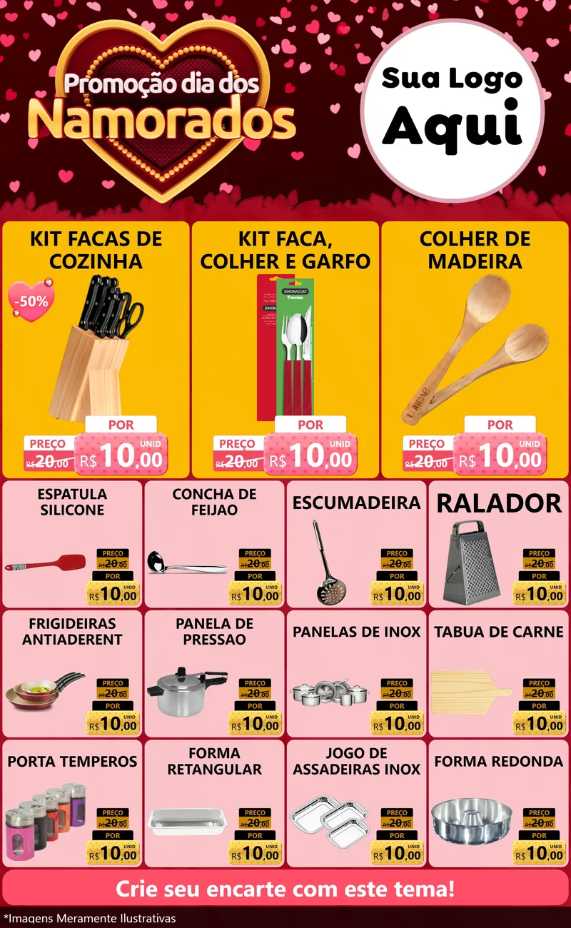 Modelo de Encarte para Encarte Grande com o tema Promoção Dia Dos Namorados para Utilidades Domésticas