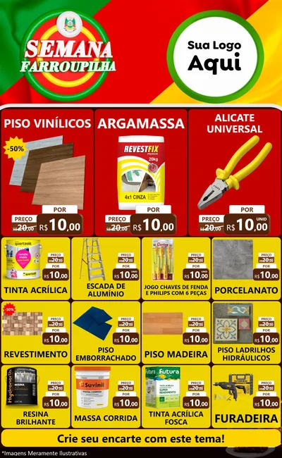 Modelo de Encarte para Encarte Grande com o tema Semana Farroupilha para Material para Construção