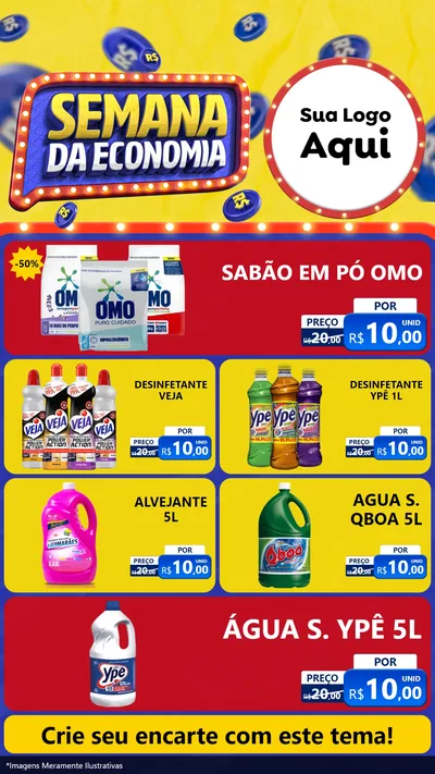 Modelo de TV para TV Vertical com o tema Semana da Economia para Produtos de Limpeza
