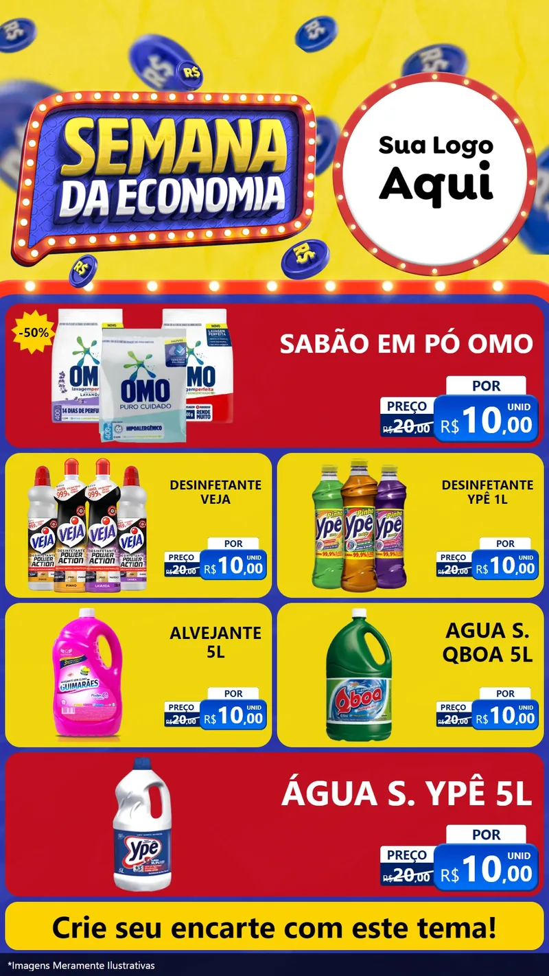 Modelo de TV para TV Vertical com o tema Semana da Economia para Produtos de Limpeza