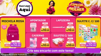 Modelo de TV para TV Horizontal com o tema Especial Dia da Mulher para Papelaria