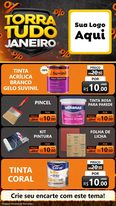 Modelo de TV para TV Vertical com o tema Torra Tudo Janeiro para Tintas e Ferramentas