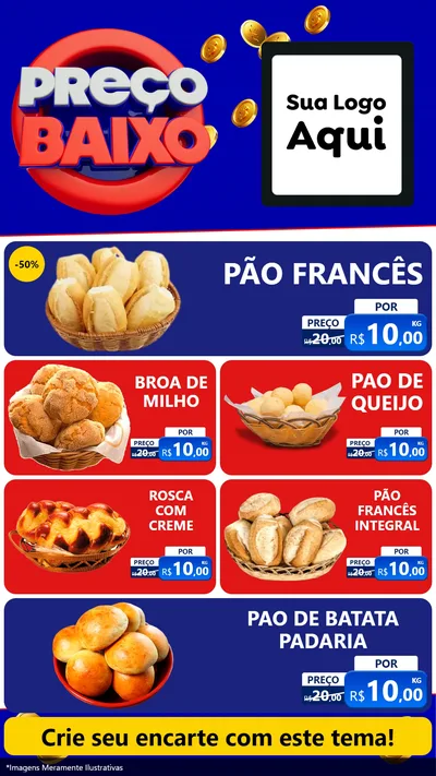 Modelo de TV para TV Vertical com o tema Preço Baixo para Padaria
