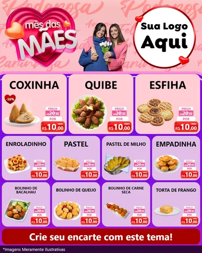 Modelo de Rede Social para Feed Instagram com o tema Mês Das Mães para Salgadaria
