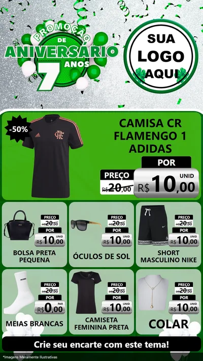 Modelo de Rede Social para Stories com o tema Promoção de Aniversário - 7 Anos para Roupas e acessórios