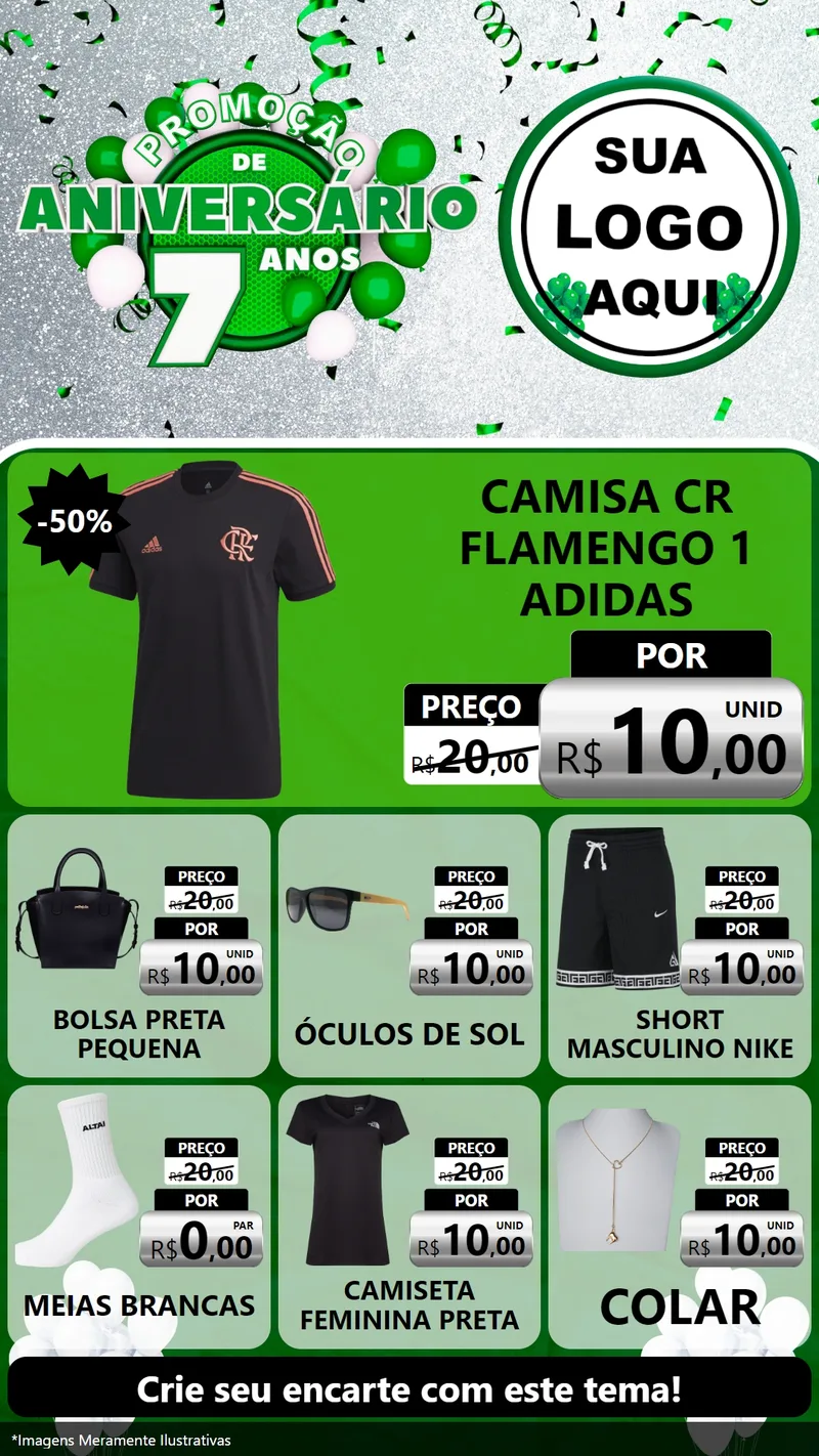 Modelo de Rede Social para Stories com o tema Promoção de Aniversário - 7 Anos para Roupas e acessórios