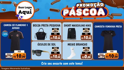 Modelo de TV para TV Horizontal com o tema Promoção Páscoa para Roupas e acessórios