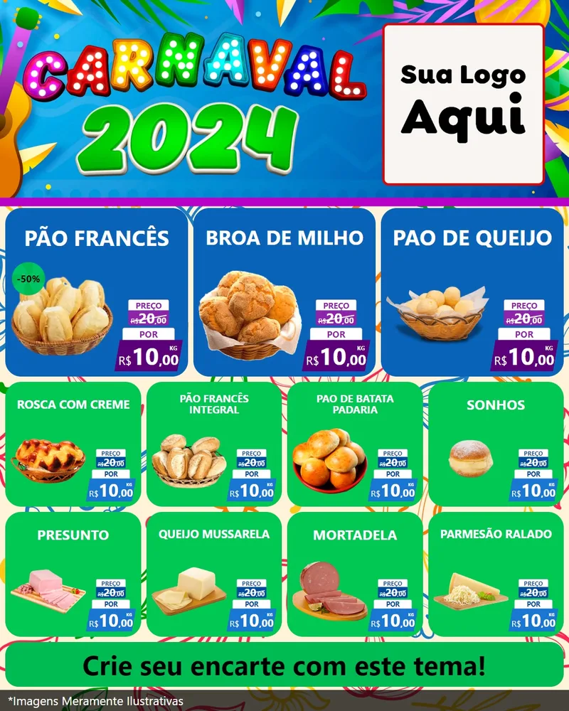 Modelo de Rede Social para Feed Instagram com o tema Carnaval 2027 para Padaria