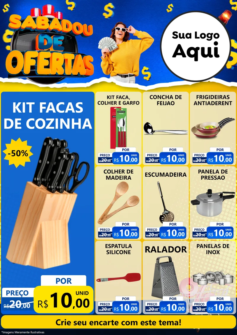 Modelo de Encarte para Encarte A4 Vertical com o tema Sabadou de Ofertas para Utilidades Domésticas