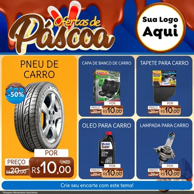 Modelo de Rede Social para Feed Facebook com o tema Ofertas de Páscoa para Auto peças
