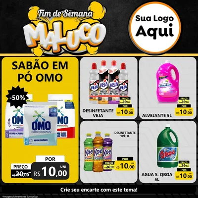 Modelo de Rede Social para Feed Facebook com o tema Fim de Semana Maluco para Produtos de Limpeza