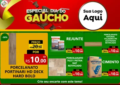 Modelo de Encarte para Encarte A4 Horizontal com o tema Especial Dia do Gaúcho para Pisos e revestimentos