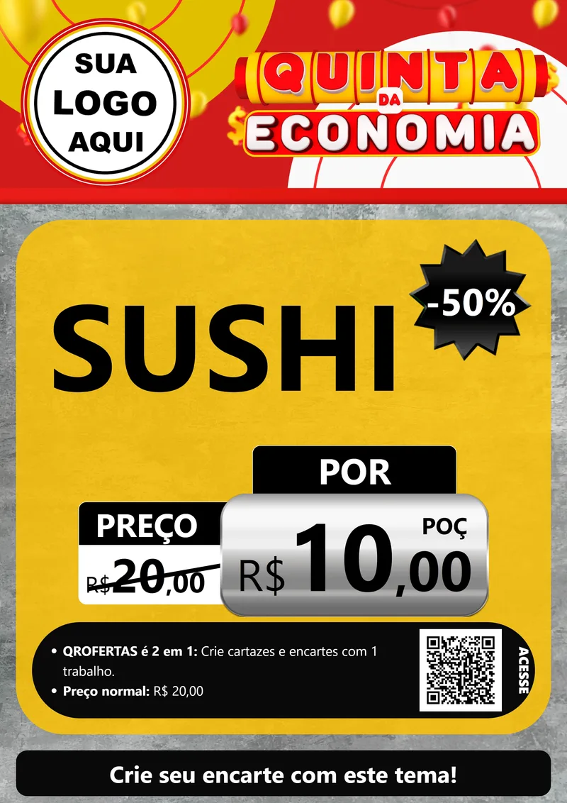 Modelo de Cartaz para Cartaz A4 Vertical com o tema Quinta da Economia para Comida japonesa