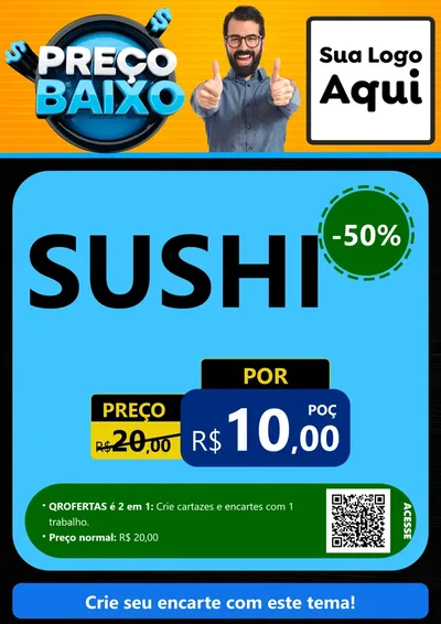 Modelo de Cartaz para Cartaz A4 Vertical com o tema Preço Baixo para Comida japonesa