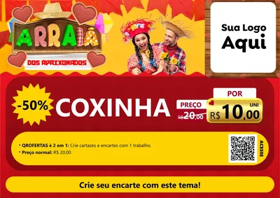 Modelo de Cartaz para Cartaz A4 Horizontal com o tema Arraiá Dos Apaixonados - Junina para Salgadaria