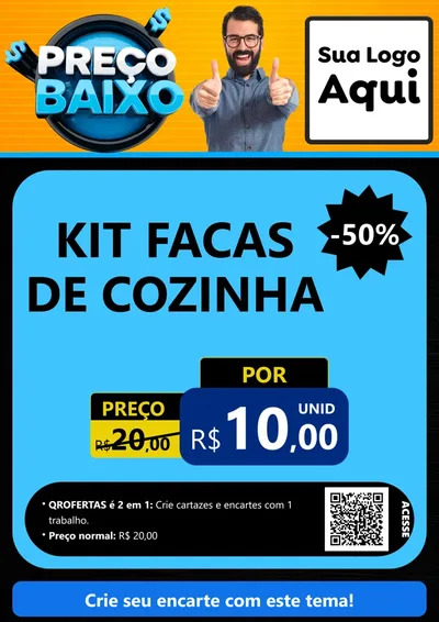 Modelo de Cartaz para Cartaz A4 Vertical com o tema Preço Baixo para Utilidades Domésticas