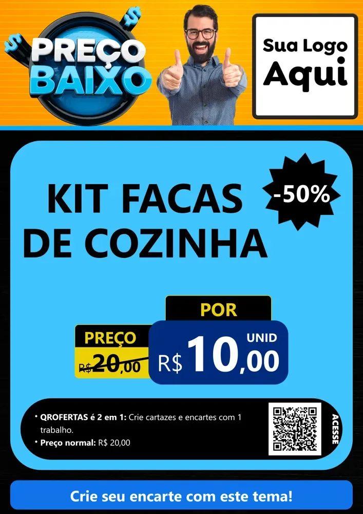 Modelo de Cartaz para Cartaz A4 Vertical com o tema Preço Baixo para Utilidades Domésticas