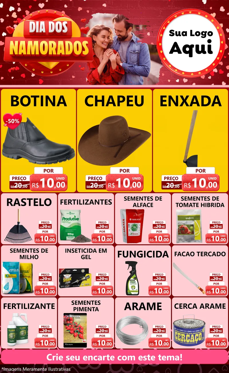 Modelo de Encarte para Encarte Grande com o tema Dia Dos Namorados para Agropecuária