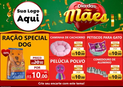 Modelo de Encarte para Encarte A4 Horizontal com o tema Dia das Mães para Pet Shop