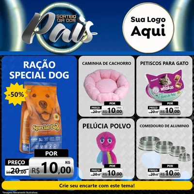 Modelo de Rede Social para Feed Facebook com o tema Sorteio Dia Dos Pais para Pet Shop
